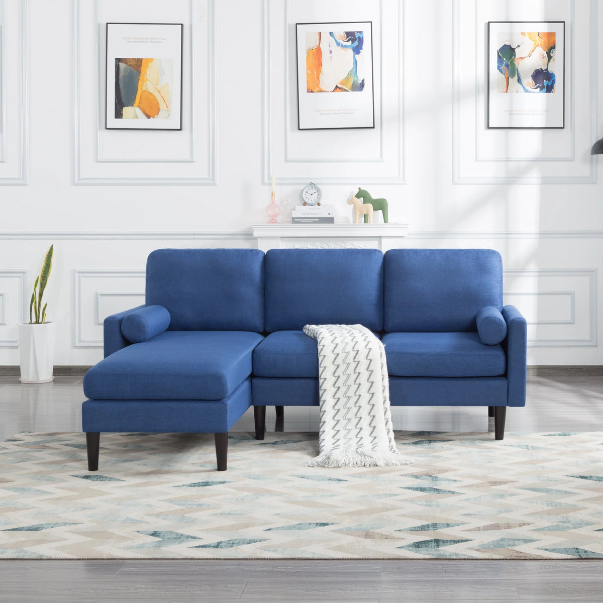 72 inch L-Shape Reversible Sectional Sofa with Two Pillows E60130