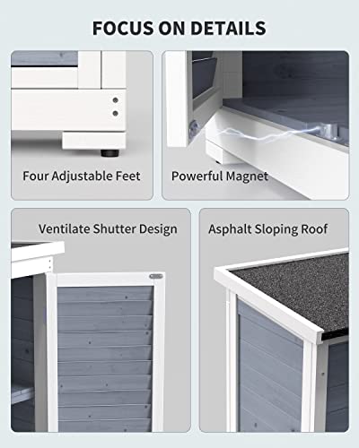 Outdoor Storage Cabinet with 3 Shelves, Double Lockable Wooden Garden Shed with Waterproof Roof P16053