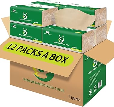 3 Ply Natural Unbleached Bamboo Facial Tissues 12 Packs U5748