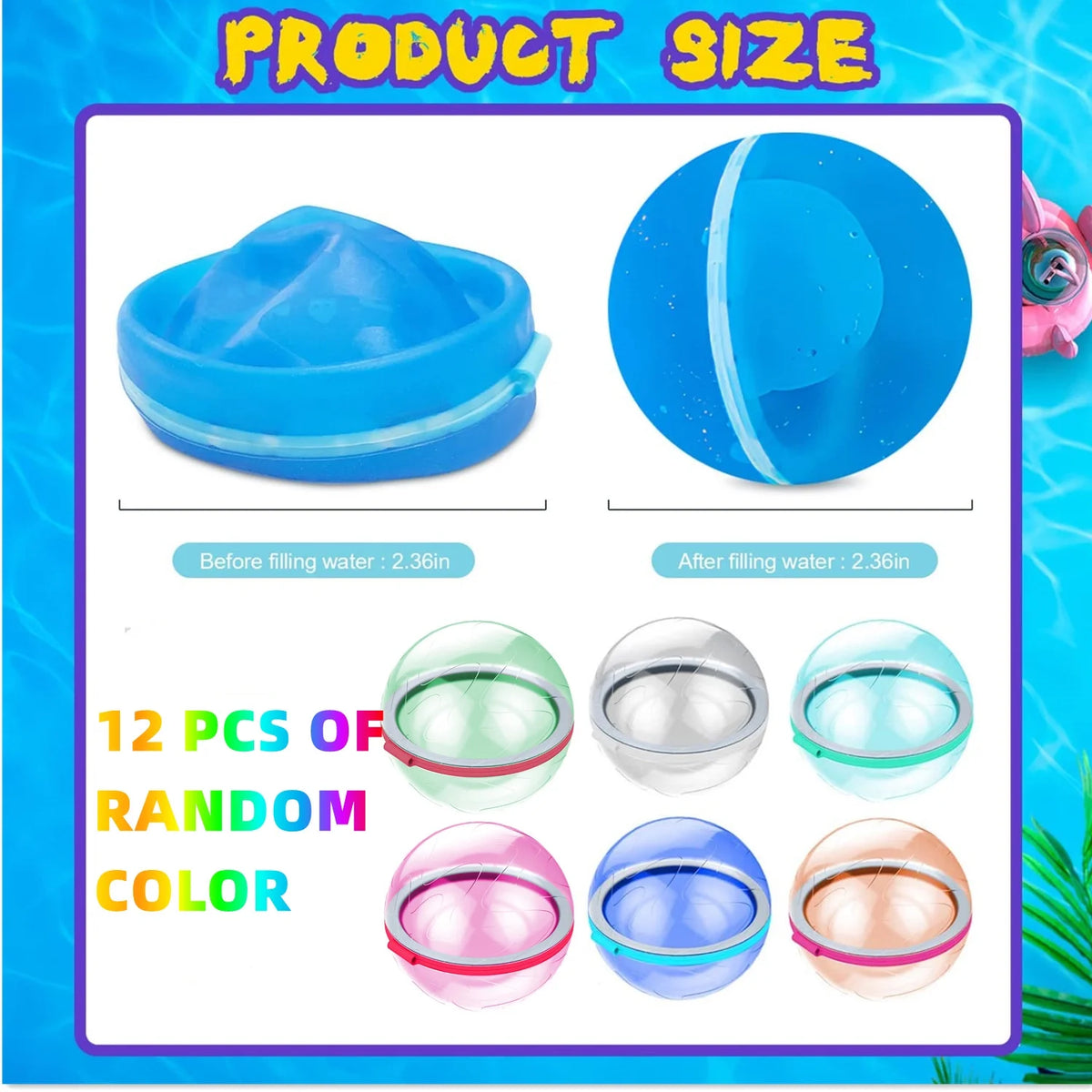 12 PCS Refillable Silicone Water Balloons O36605