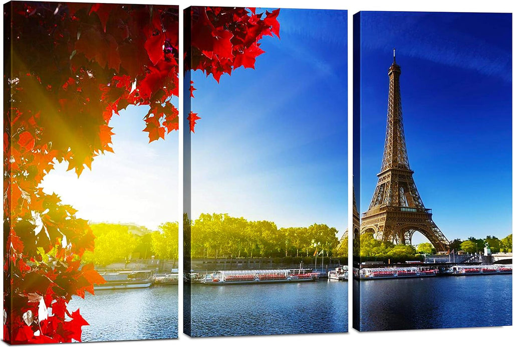 3 Piece Framed Eiffel Tower Canvas Art Multi Panel Split Prints W479