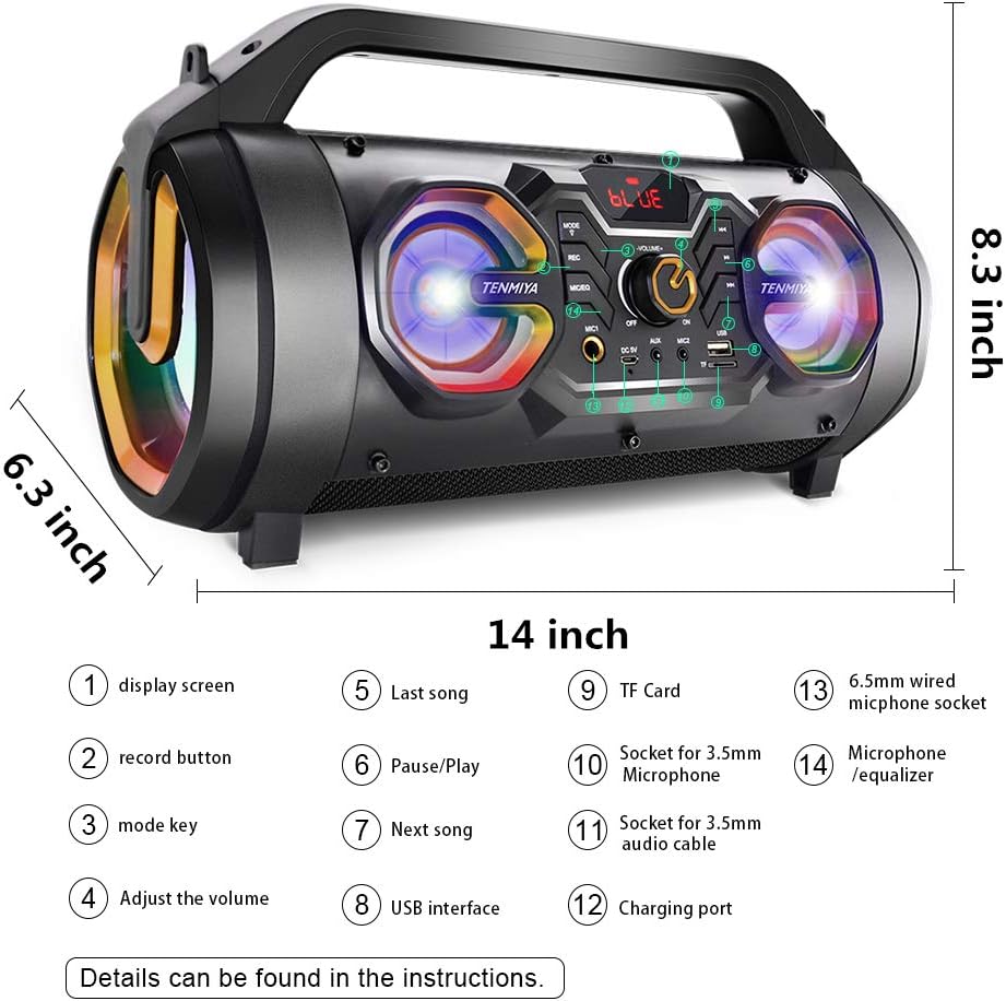 30W Portable Bluetooth Boombox Speaker with Subwoofer X855699