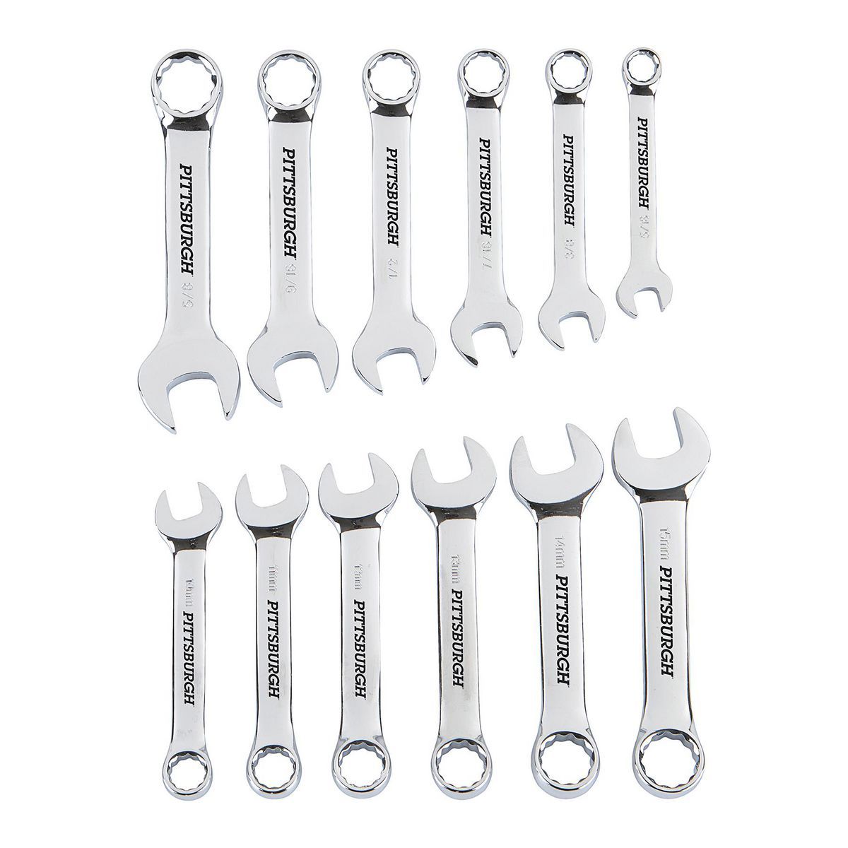 SAE and Metric Combination Wrench Set, 12 Piece I6598
