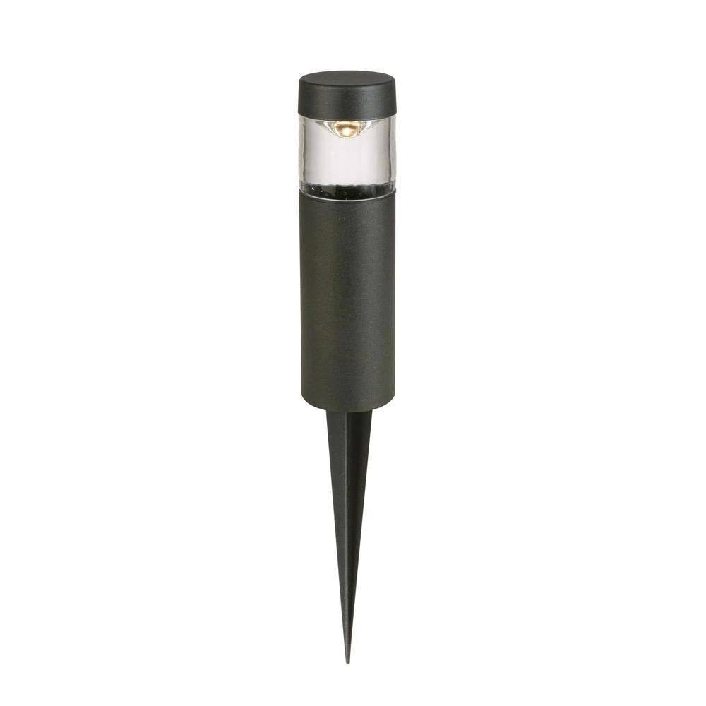 Black Outdoor Integrated LED Round Bollard Path Lights (8-Pack) Y7023