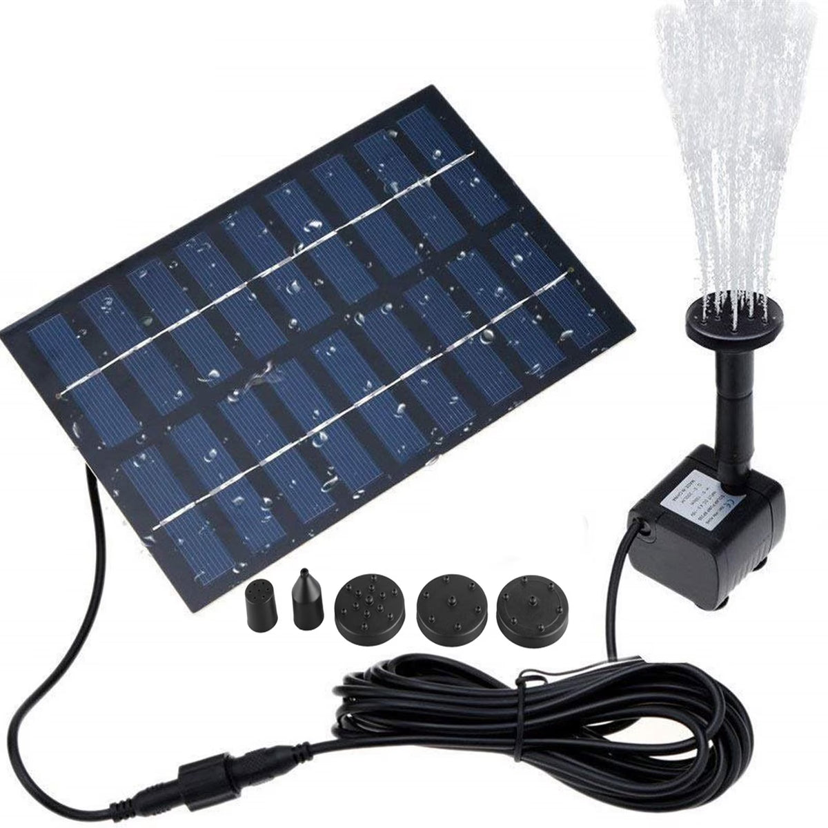 1.2W Solar Fountain Submersible Water Pump with 4 Types Sprinkler Heads O930141