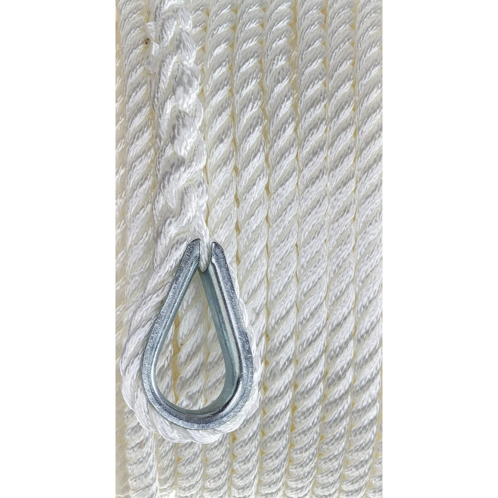 White 3-Strand Twisted Nylon Anchor Line Rope, 3/8 In. X 50 Ft. L383