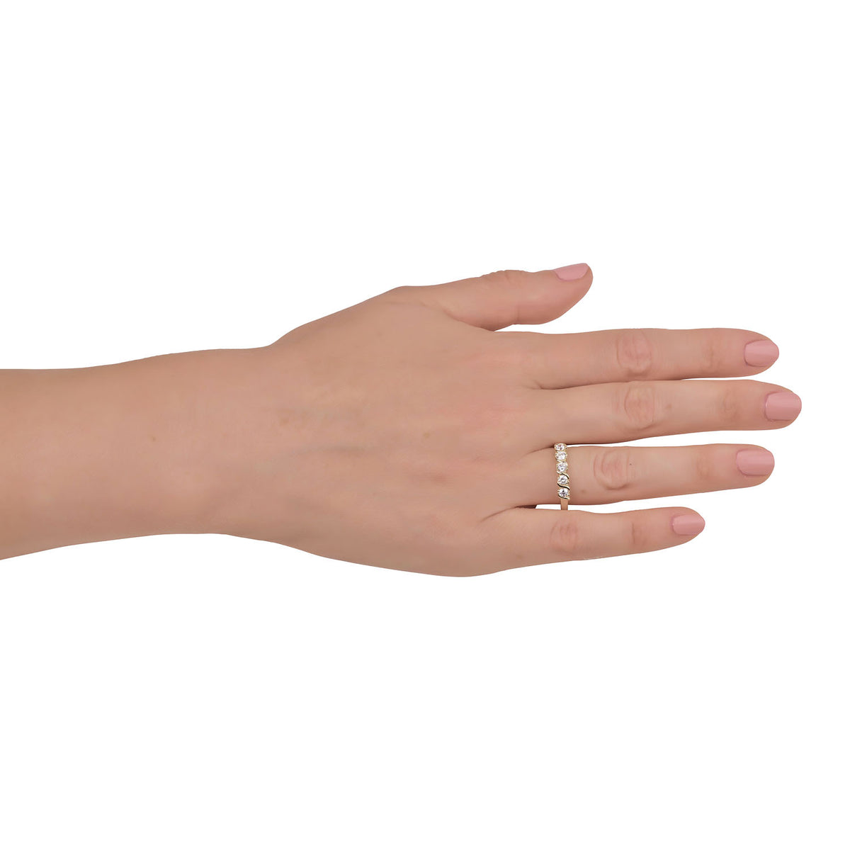 10K Yellow Gold Five Stone Simulated Diamond CZ Ring S9327