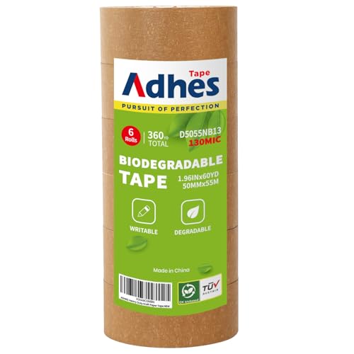 Kraft Paper Tape, 2 Inch x 60 Yards x 3 Rolls, Biodegradable Brown Packing Tape W9655
