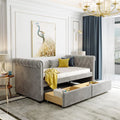 Gray Upholstered Daybed with Drawers K428