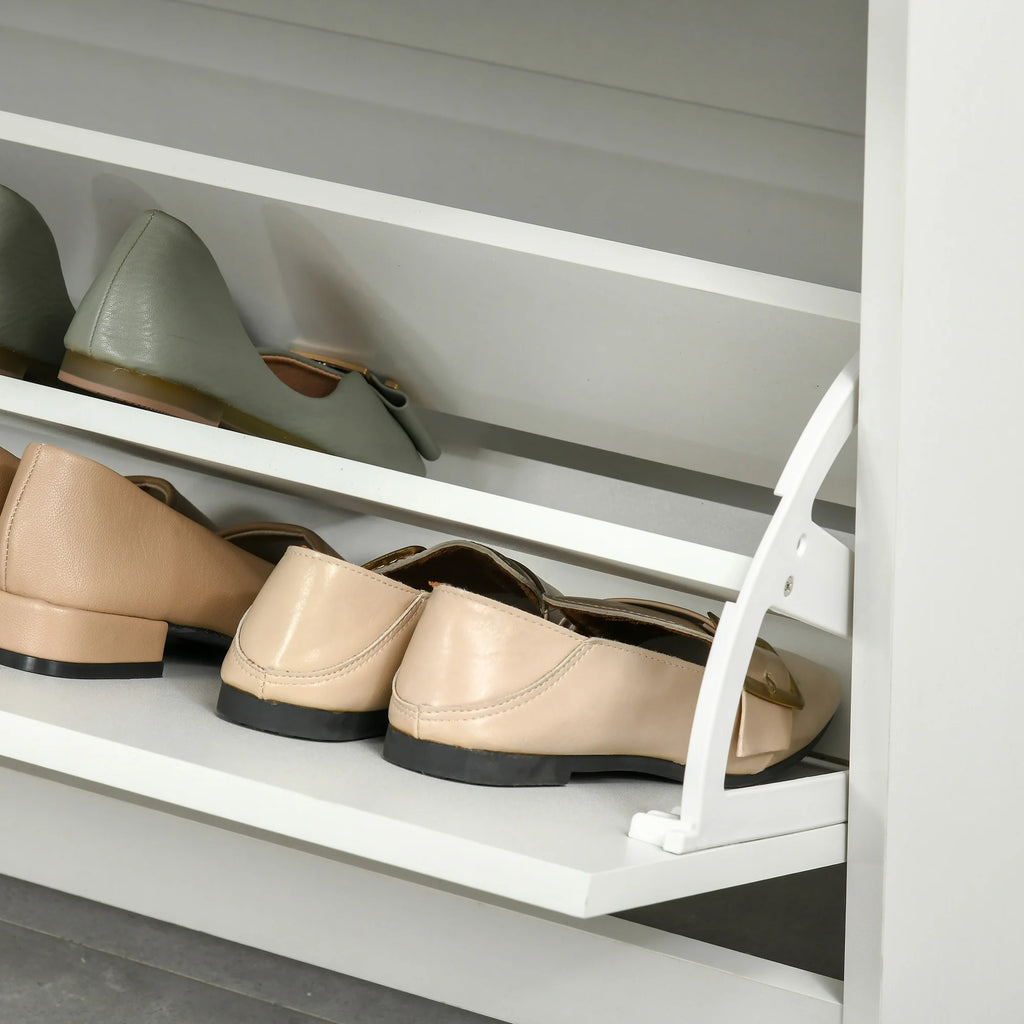 White 3-Drawer Shoe Cabinet with 2 Flip Doors B59766
