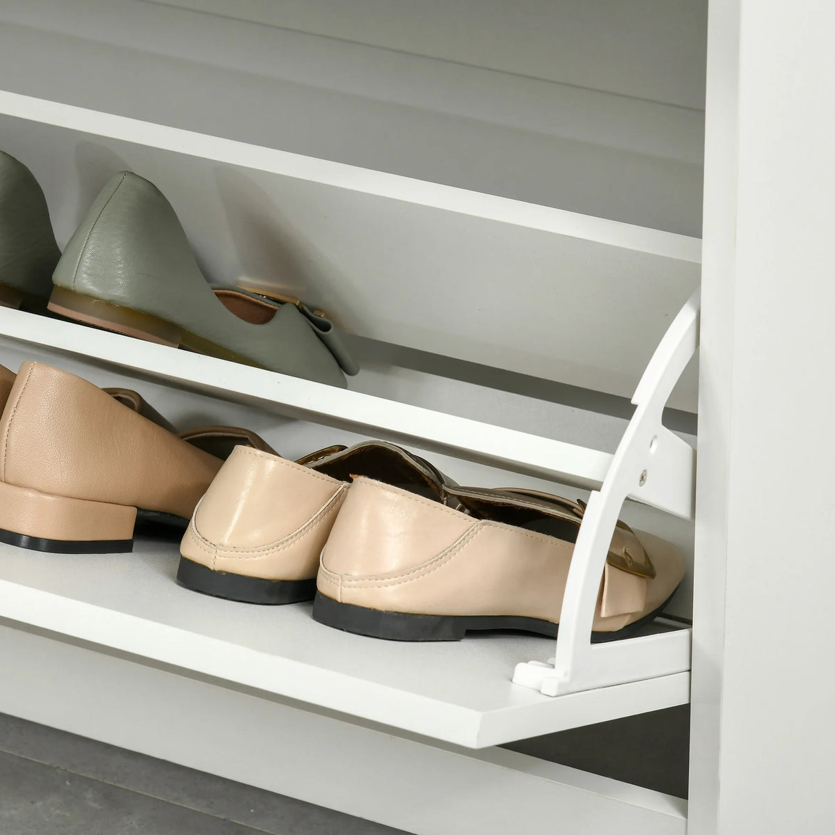 White 3-Drawer Shoe Cabinet with 2 Flip Doors B59766