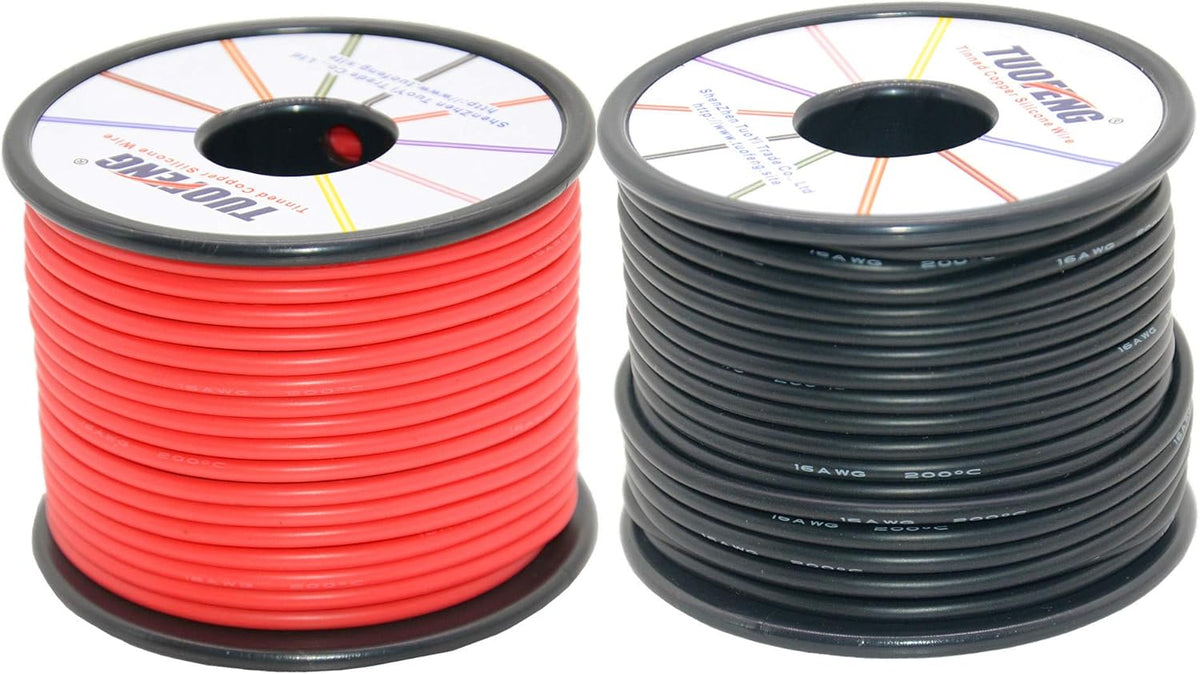 16 AWG Silicone Electrical Wire 160 Feet Tinned Copper Pack of 2 W388148