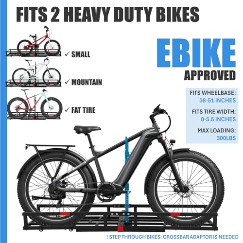 Red Heavy-Duty Hitch-Mount Bike Rack for 2 Electric Fat-Tire Bicycles G500274