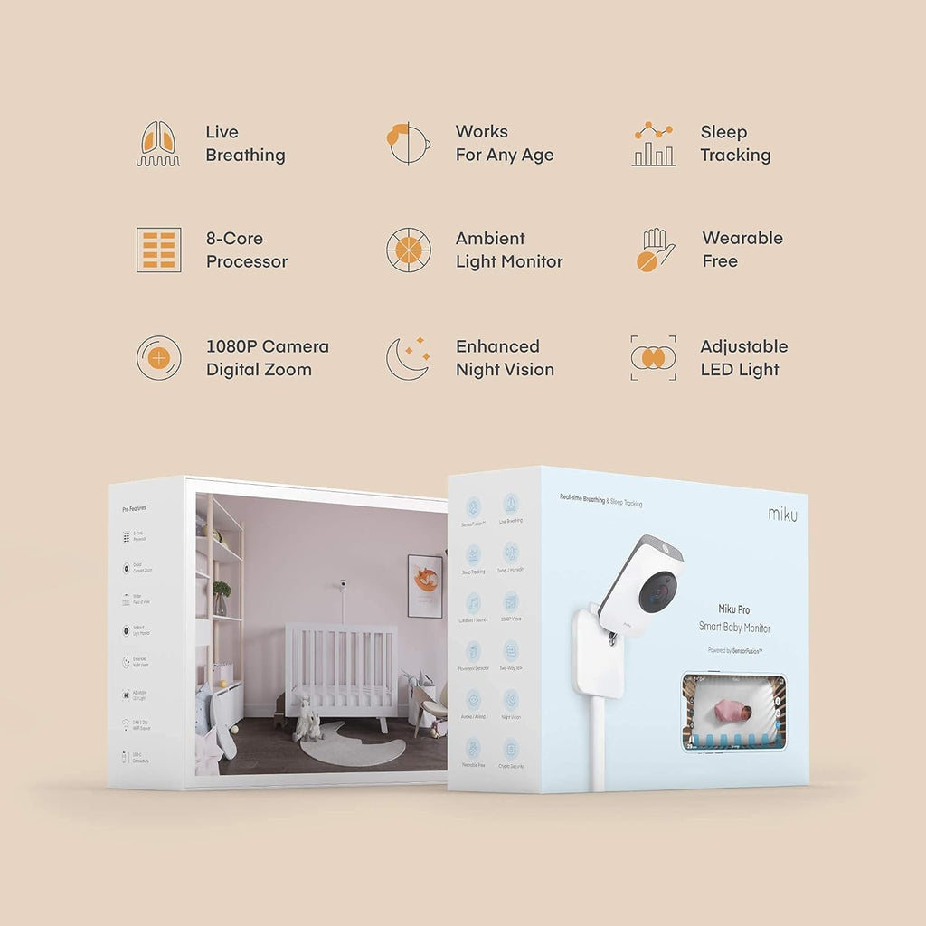 Contact-Free Breathing & Sleep Tracking Monitor with HD Video, Night Vision, Two-Way Talk K841852