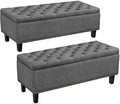 Dark Grey Storage Ottoman Bench 2 Pieces P70482