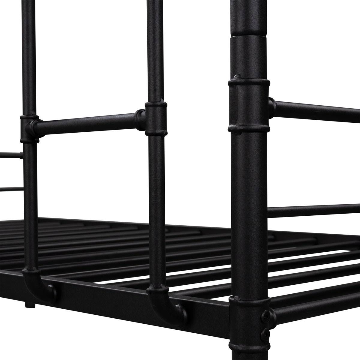 Black Metal and Wood Twin Over Twin Bunk Bed Q8597
