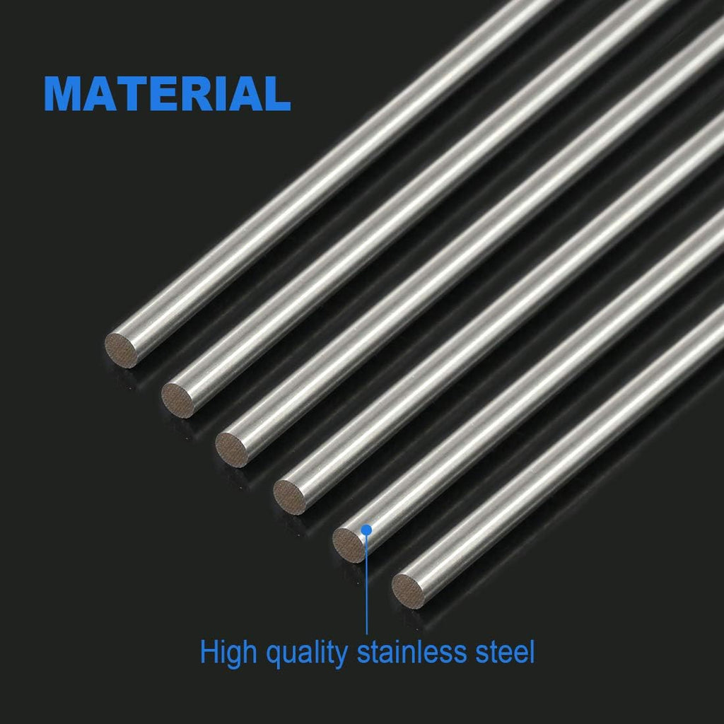 6Pcs 3mm x 300mm Stainless Steel Solid Round Rod Lathe Bar Stock A247274