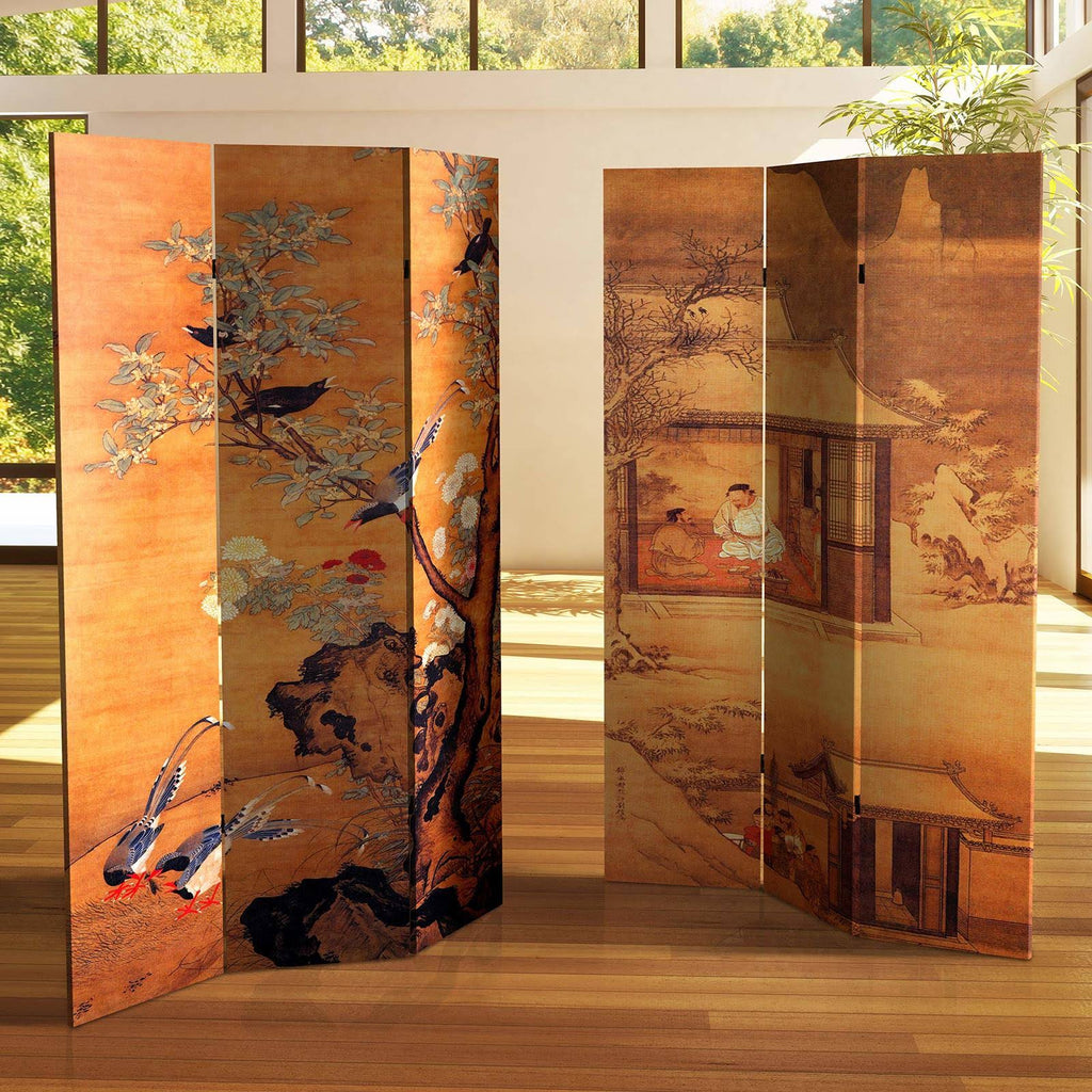 6 ft. Tall Double Sided Canvas Room Divider V909451