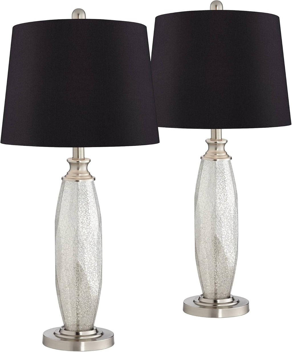 Set of 2 Mercury Glass Table Lamps with Drum Shade E51936