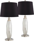 Set of 2 Mercury Glass Table Lamps with Drum Shade E51936