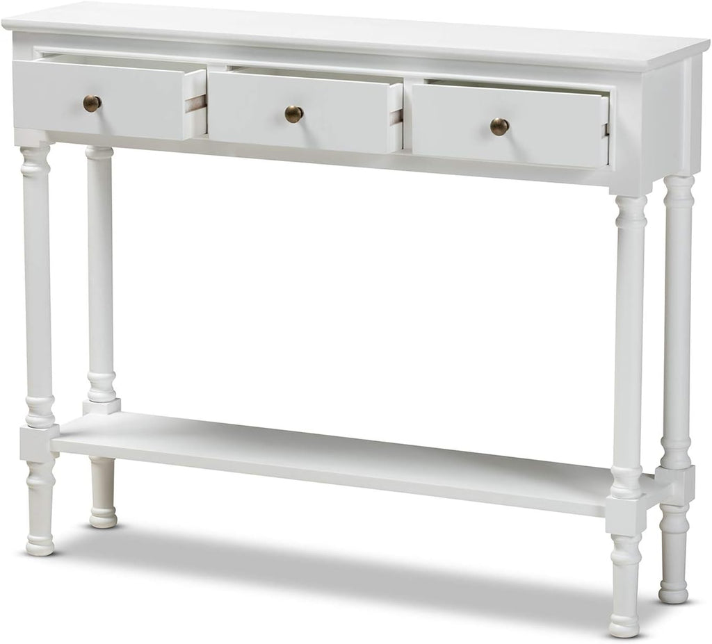White 3-Drawer Wood Console Table O661