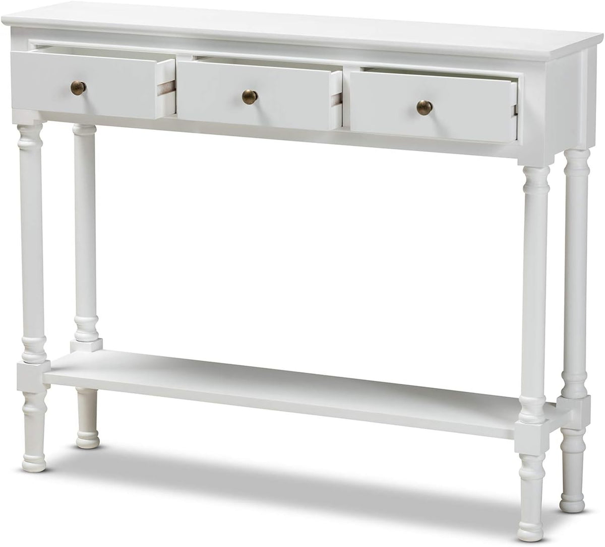 White 3-Drawer Wood Console Table O661