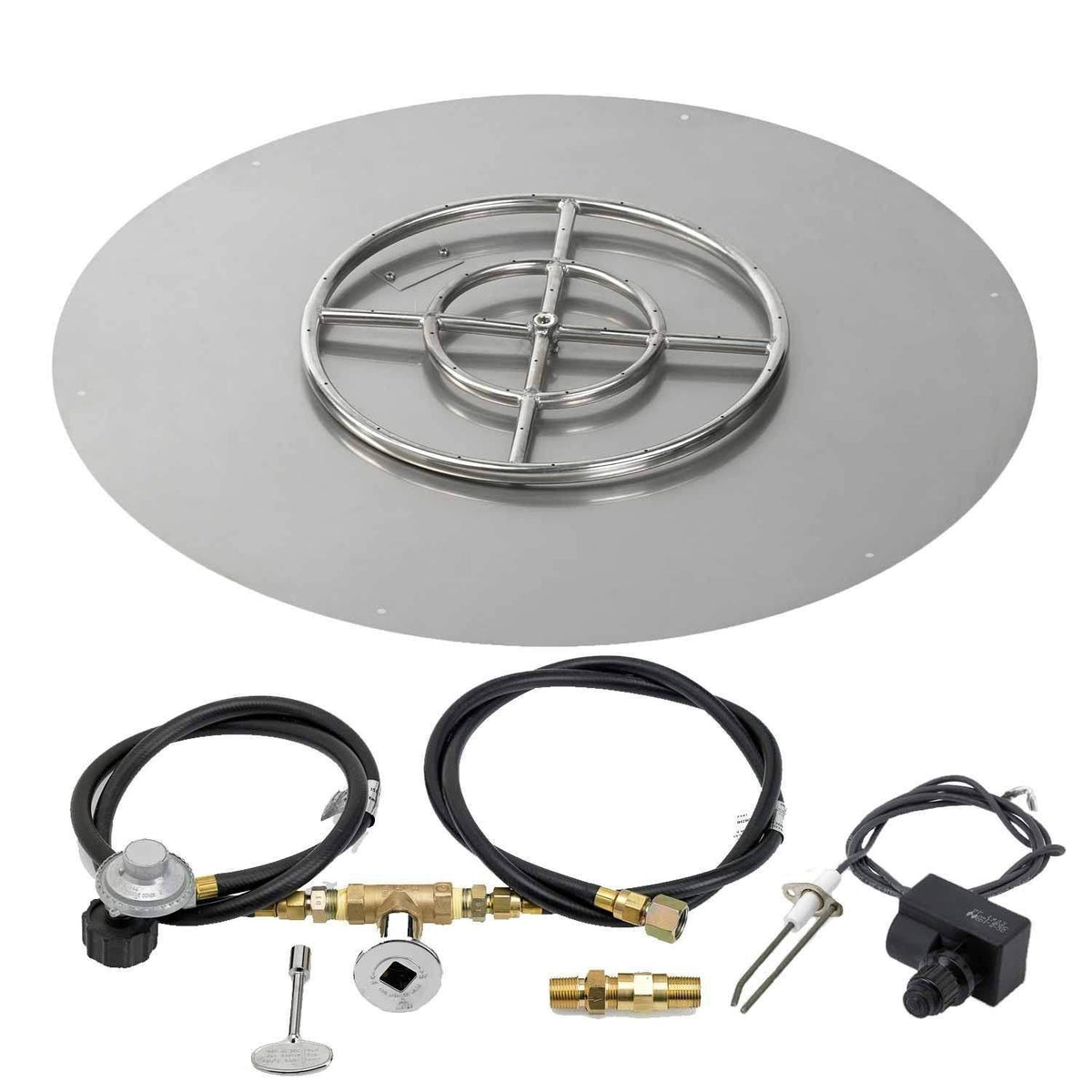 18x22 Round Stainless Steel Flat Pan with Spark Ignition Kit Propane G739734