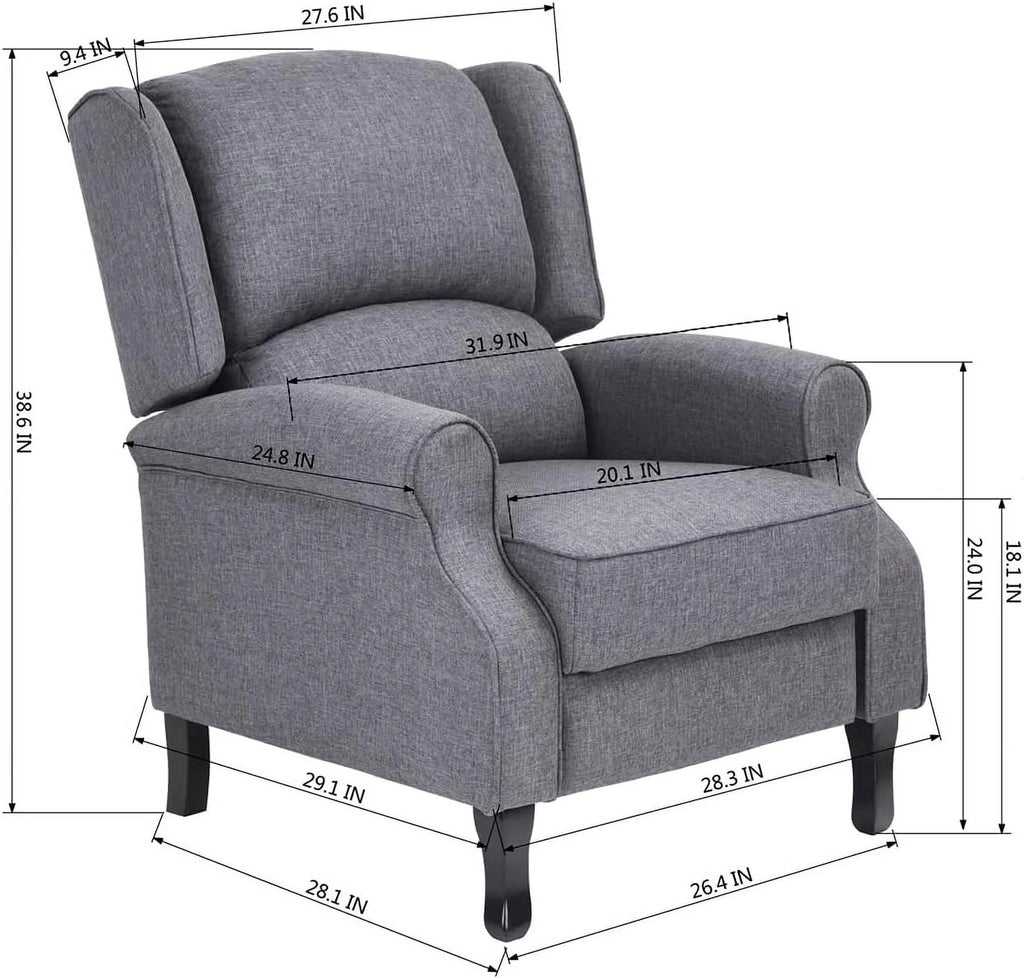 Gray Fabric Manual Push Back Recliner Sofa X1745