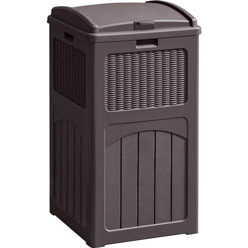 33 Gallon Dark Brown Outdoor Trash Can with Lid D80521