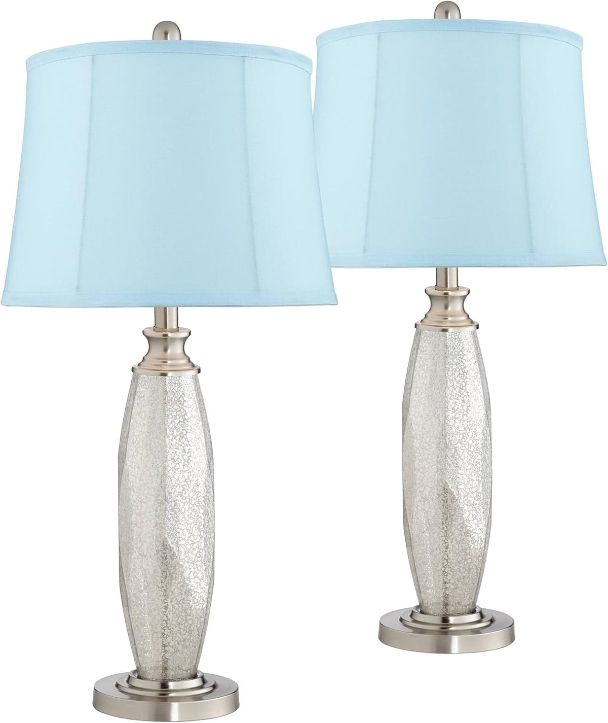 Set of 2 Mercury Glass Table Lamps with Drum Shade E51936