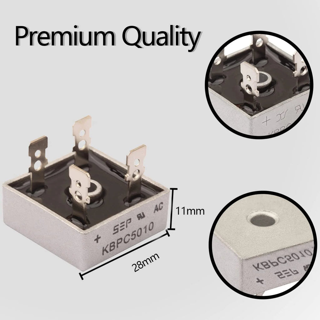 5/10Pcs 1000V 50A Metal Case Single Phase Diode Bridge Rectifier Q71891