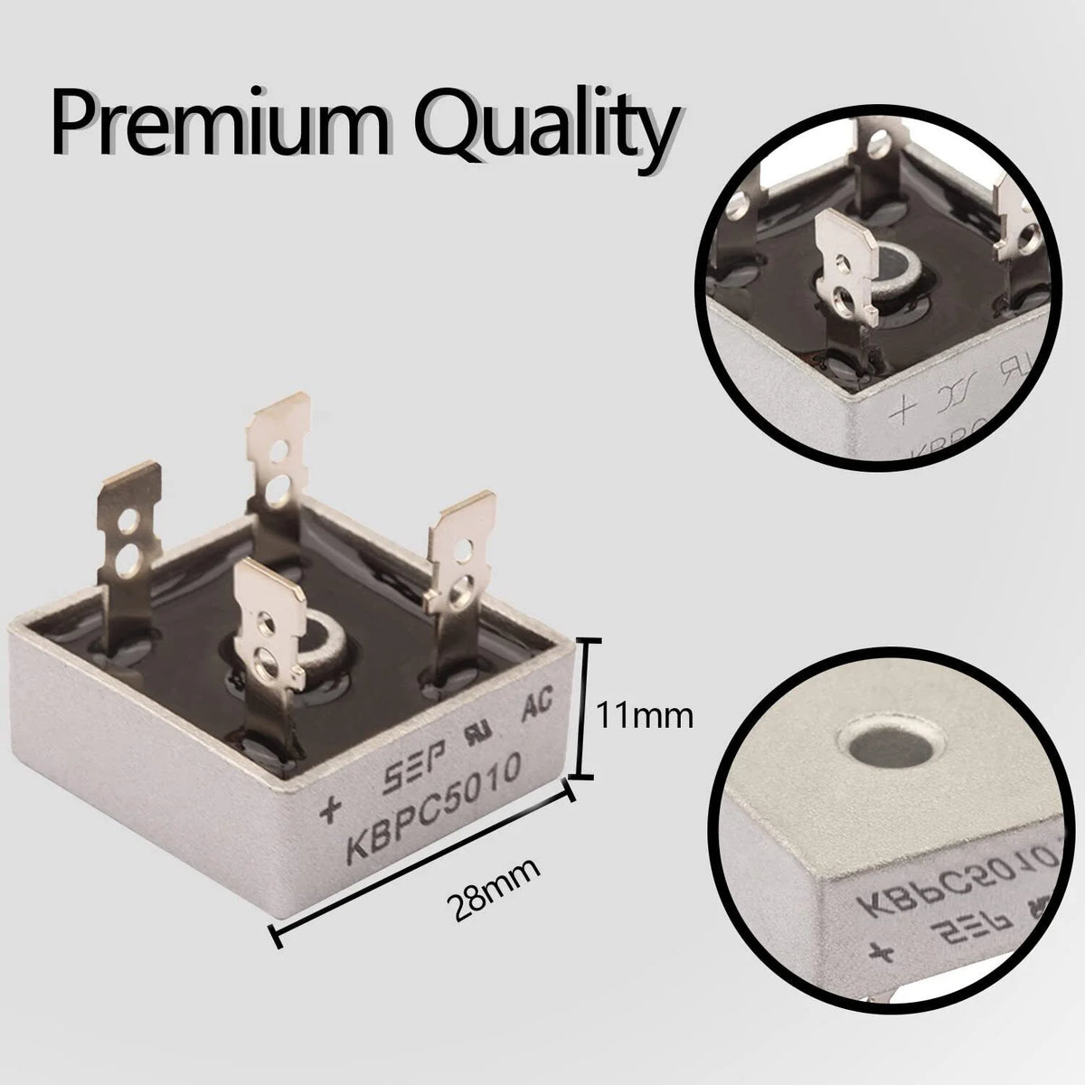 5/10Pcs 1000V 50A Metal Case Single Phase Diode Bridge Rectifier Q71891