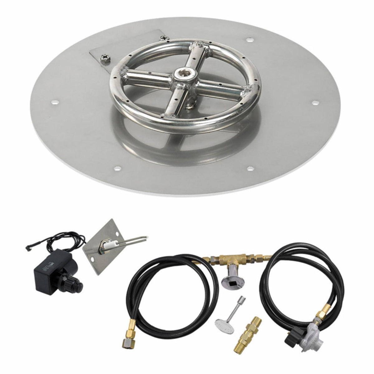 18x22 Round Stainless Steel Flat Pan with Spark Ignition Kit Propane G739734