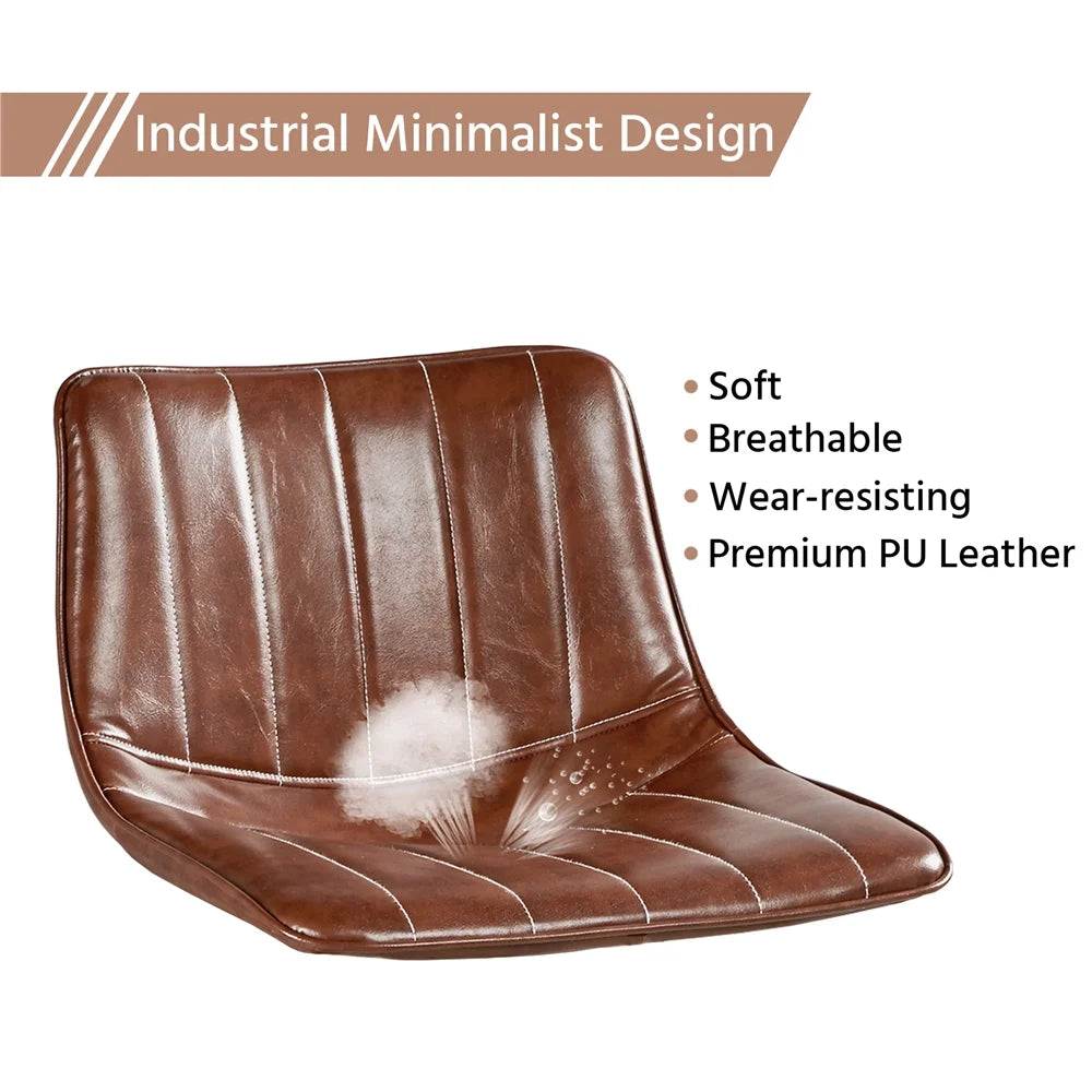 Brown PU Leather Bar Stool with Backrest, Set of 4 S603