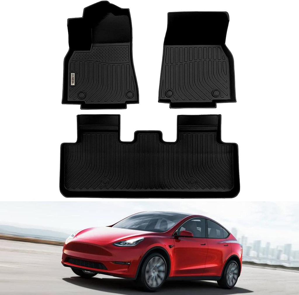Black Waterproof Custom Fit Floor Mats for Tesla Model Y O6355