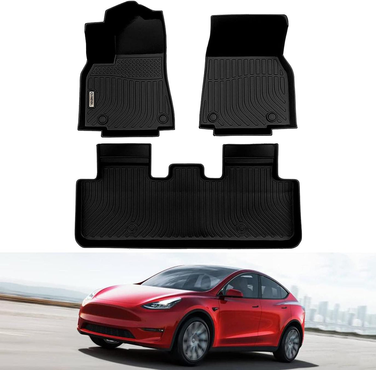 Black Waterproof Custom Fit Floor Mats for Tesla Model Y O6355