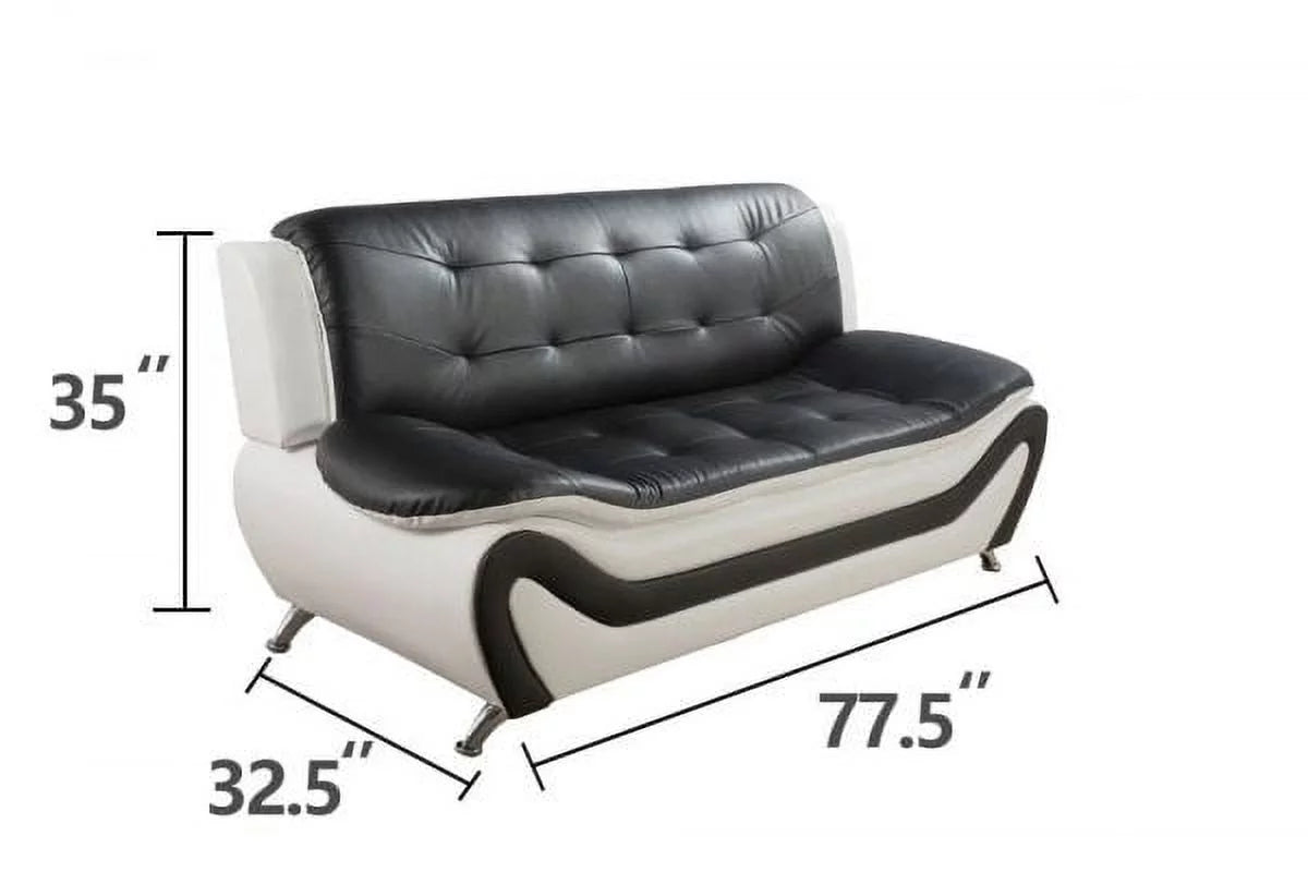 3 pc Black and White Faux Leather Sofa Set X286829