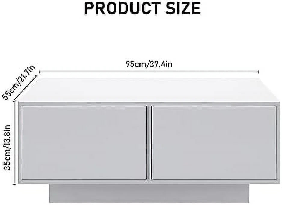 LED Coffee Table with 4 Sliding Drawers White O189508