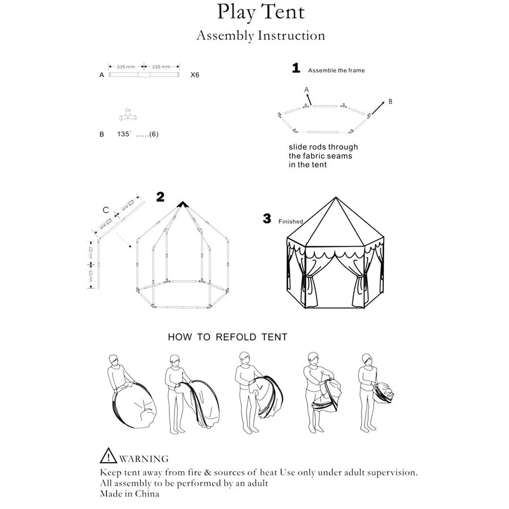 Princess Castle Tent Playhouse with Carry Case K794