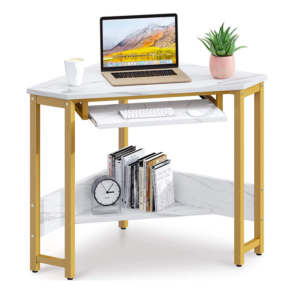 Modern Triangle Corner Computer Desk with Keyboard Tray A991