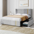 Upholstered Full Size Bed Frame with Storage E4248