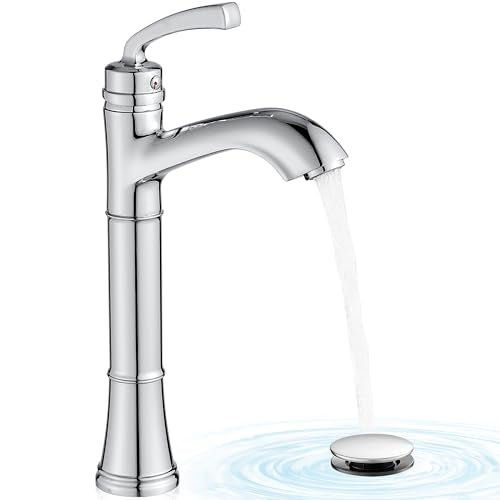 Brushed Nickel Single Handle Vessel Sink Faucet with Pop-Up Drain N22337