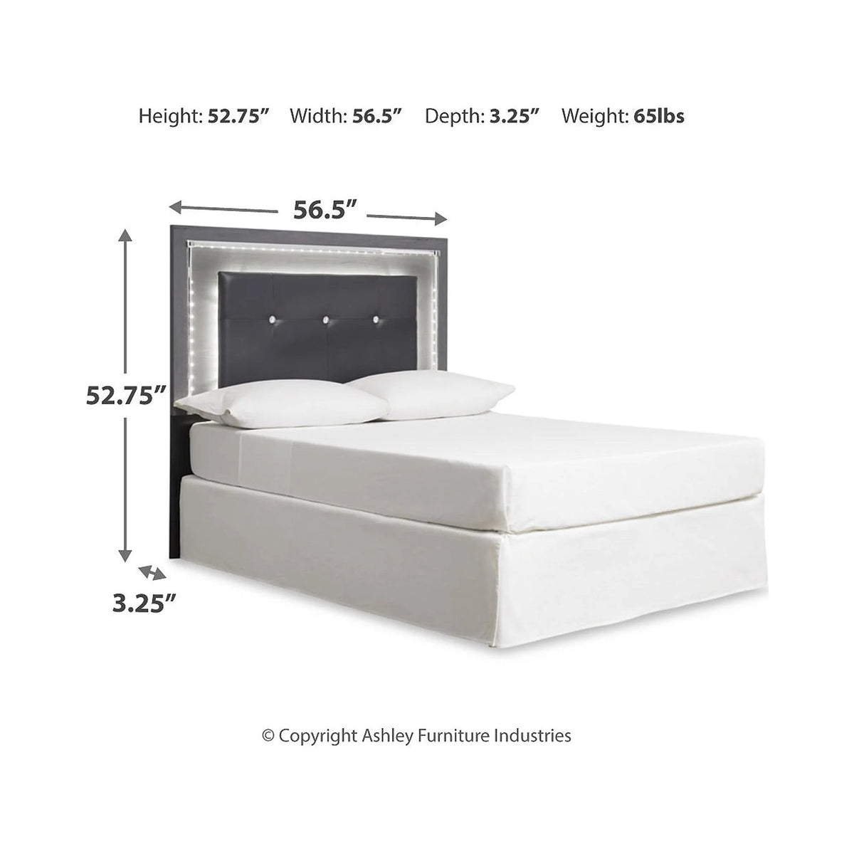 Full Upholstered Panel Headboard Gray J853015