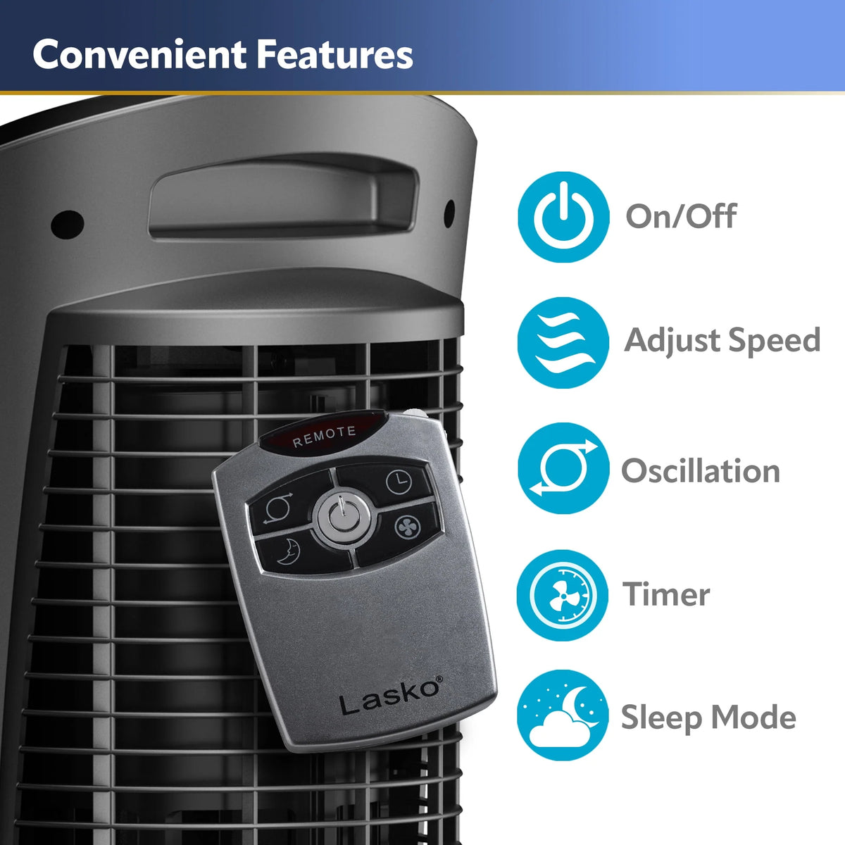 Adjustable Oscillating Pedestal Tower Fan with Timer and Remote R343
