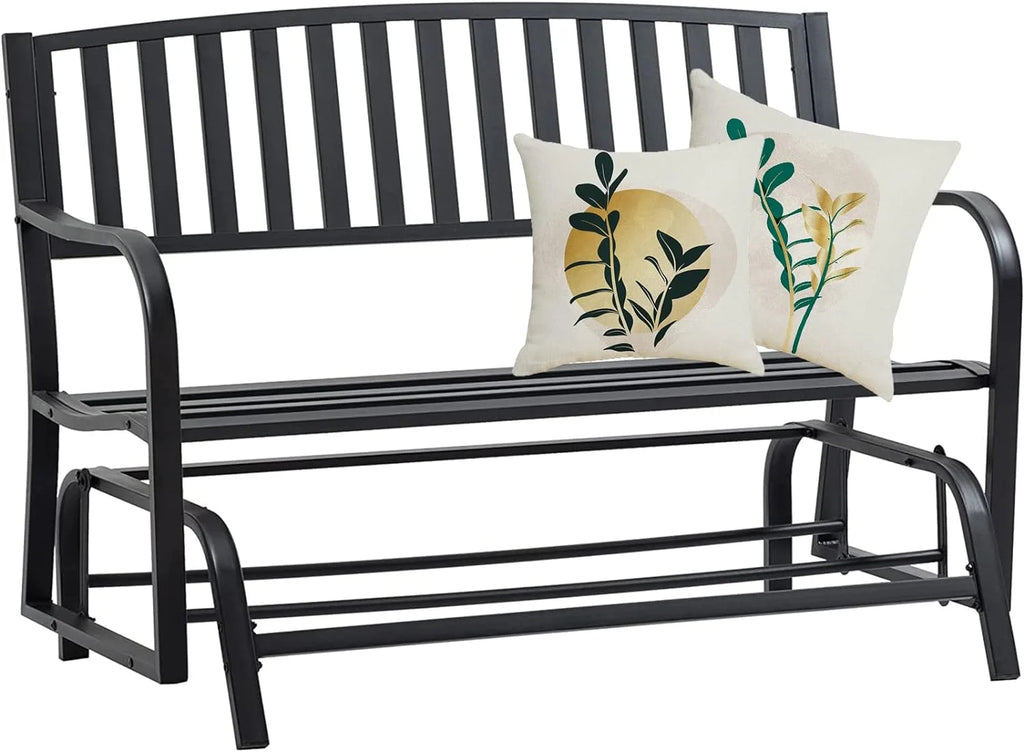Black Metal Outdoor Glider Bench A341
