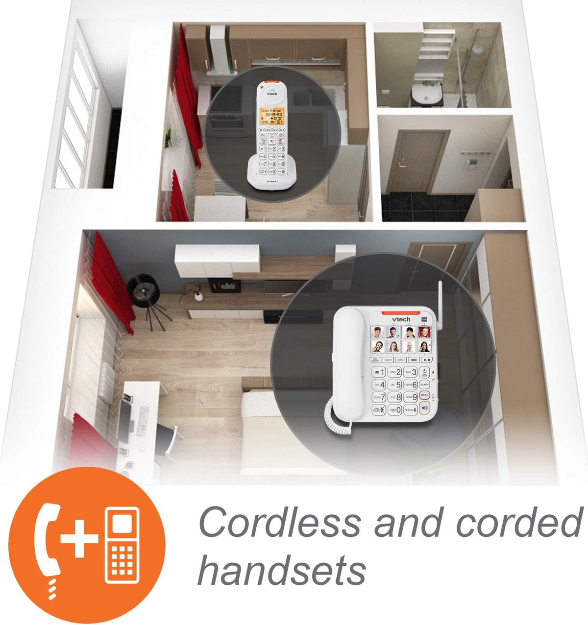 Amplified Corded/Cordless Senior Phone with Answering Machine F9069