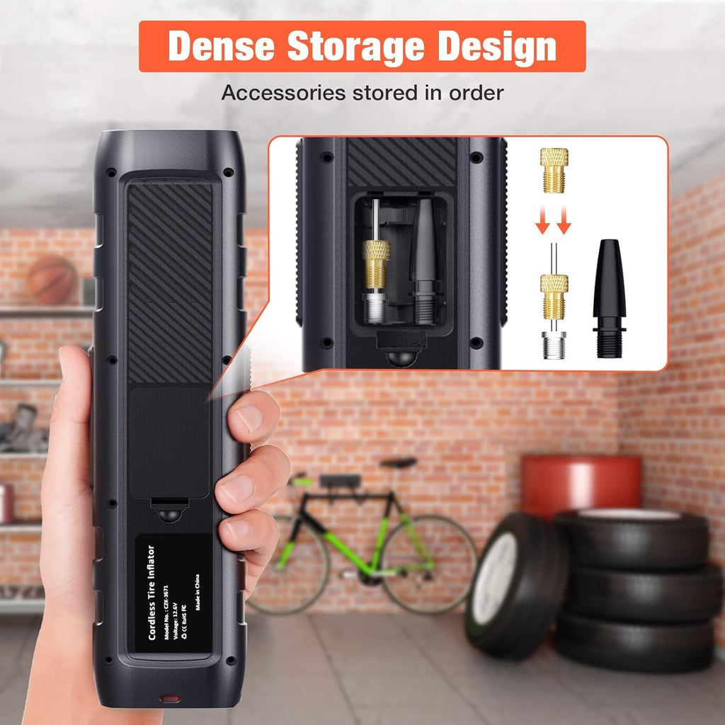 Tire Inflator Portable Air Compressor, 150PSI Cordless Tire Pump with 6000 mAh Rechargeable Lithium Battery, Pack of 2 J5018
