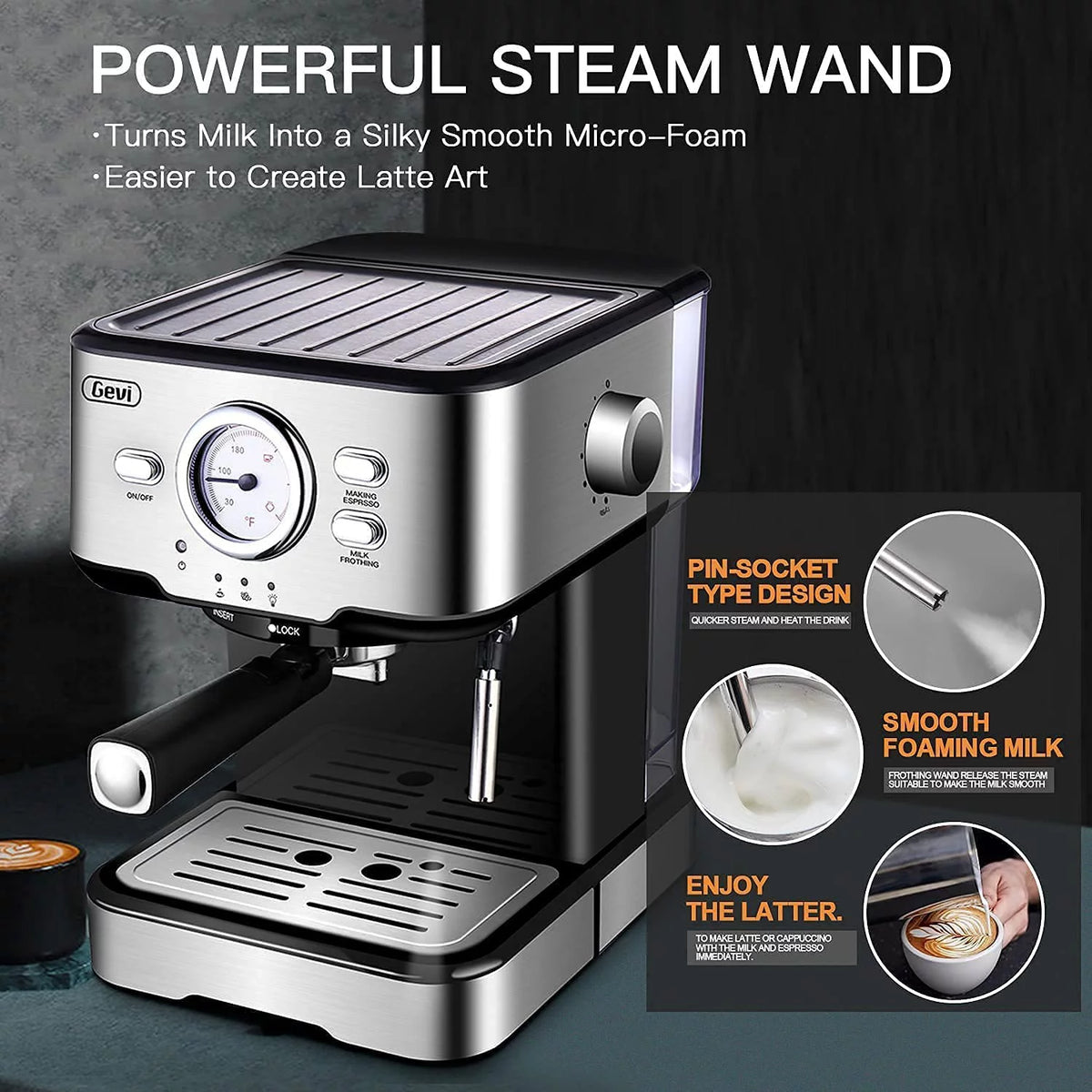 Black 15 Bar Espresso Machine N713