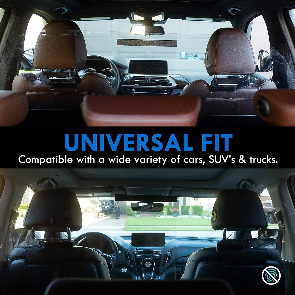 Adjustable Plexiglass Car Sneeze Guard Barrier with Microfiber Cloth E587