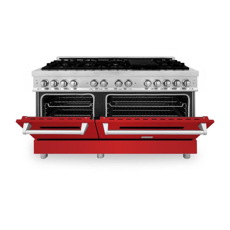 9-Burner Double Oven Dual Fuel Range with Red Matte Door R89032